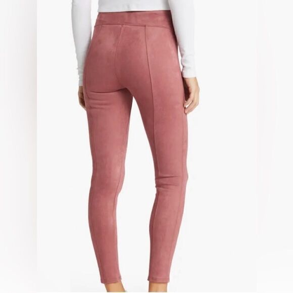 Spanx High Waist Faux Suede Leggings in Rich Rose Pink Tall - Picture 3 of 6